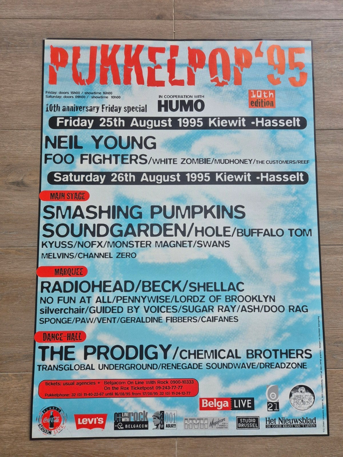 Concert poster Pukkelpop 1995, Verzamelen, Ophalen of Verzenden, Zo goed als nieuw, Muziek