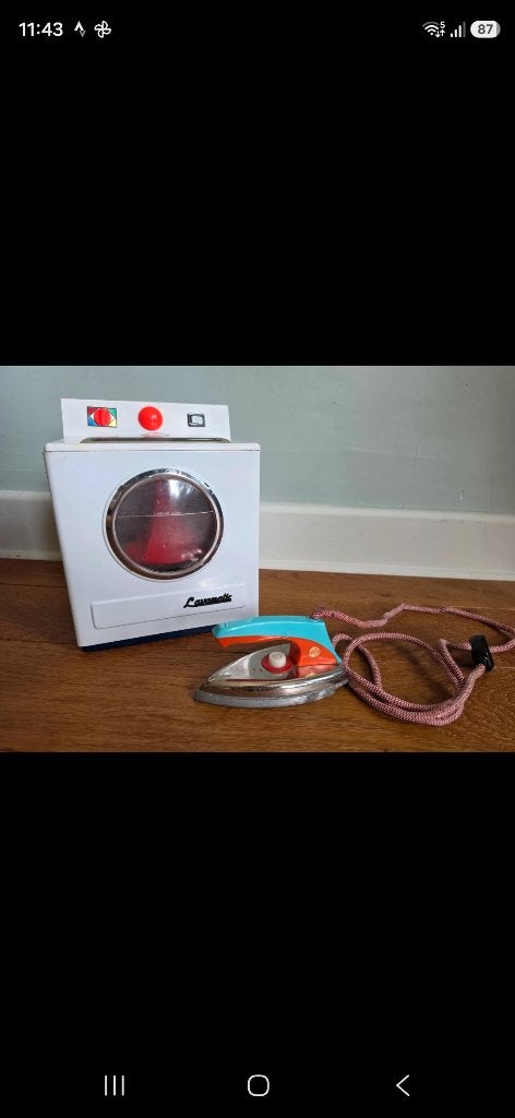 Vintage speelgoed wasmachine en strijkijzer, Ophalen of Verzenden