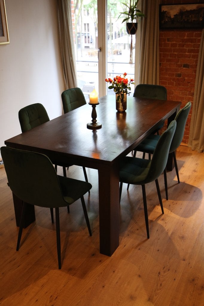 Massief houten eettafel 180  90 cm – 6 personen, Ophalen, Gebruikt, 50 tot 100 cm, Vijf personen of meer