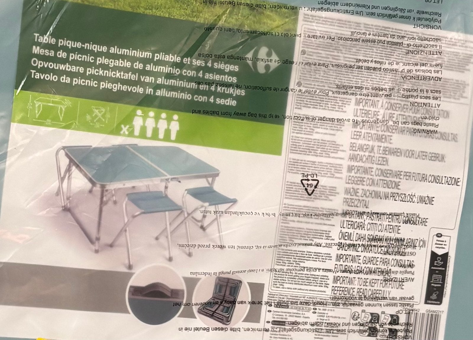 Table pliante - table de pique-nique avec chaises, Enlèvement, Comme neuf, Table de camping