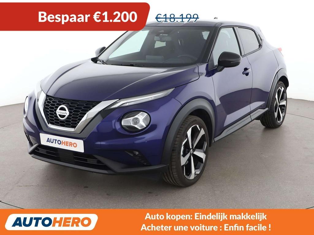 Nissan Juke 1.0 DIG-T Tekna (bj 2021, automaat), Gebruikt, Blauw, Adaptive Cruise Control, 5 zetels
