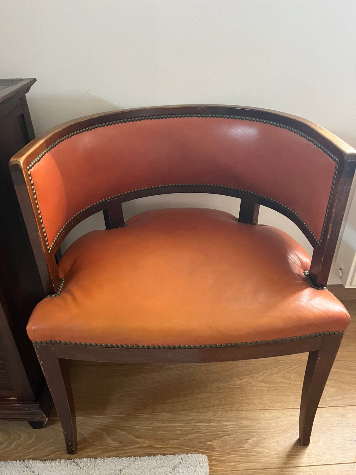 Bruine leren fauteuil, Ophalen