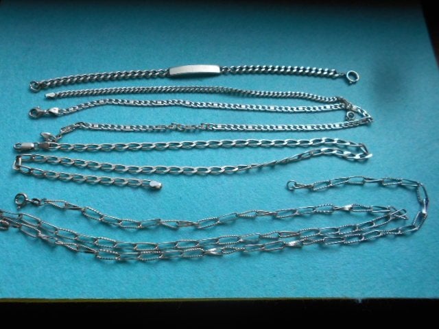 argent massif, 2 bracelets, 3 chaînes, Enlèvement ou Envoi, Neuf, Argent, Argent