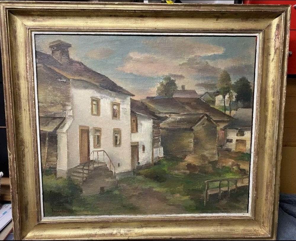Tableau Ancien de Maurice-Jean MICHA
(1890-1969) - Fermette, Antiquités & Art, Enlèvement ou Envoi, Toile