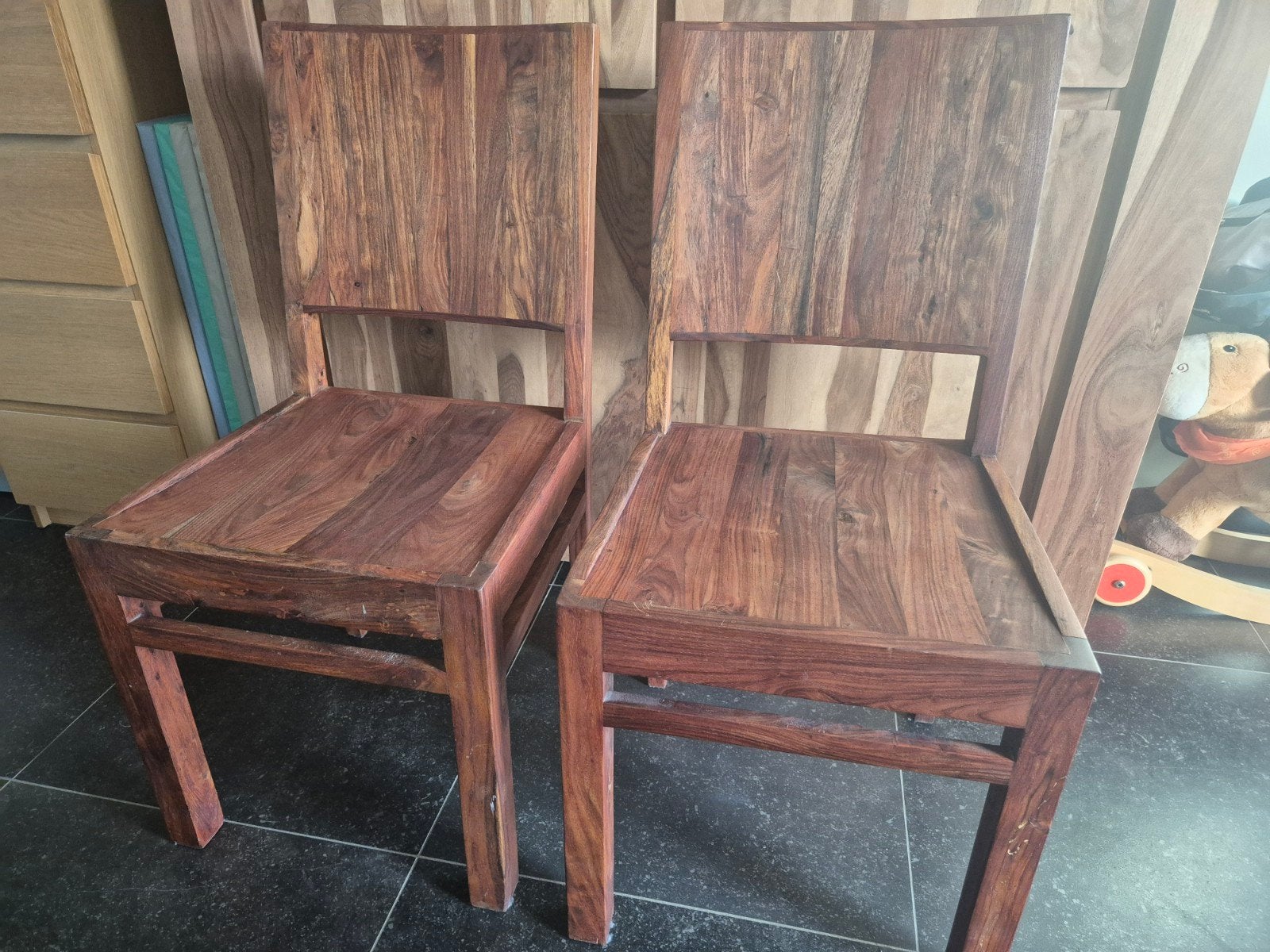 6 stevige stoelen sheesham hout, Maison & Meubles, Chaises, Bois, Enlèvement