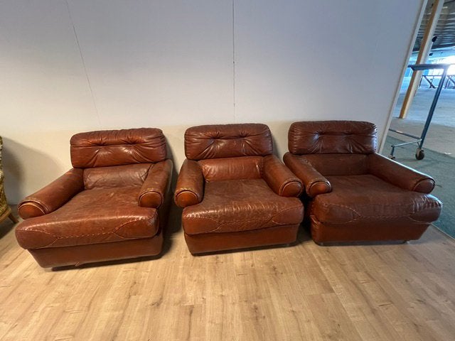 Set de 3 fauteuils, Maison & Meubles, Fauteuils, Enlèvement, Utilisé, Cuir