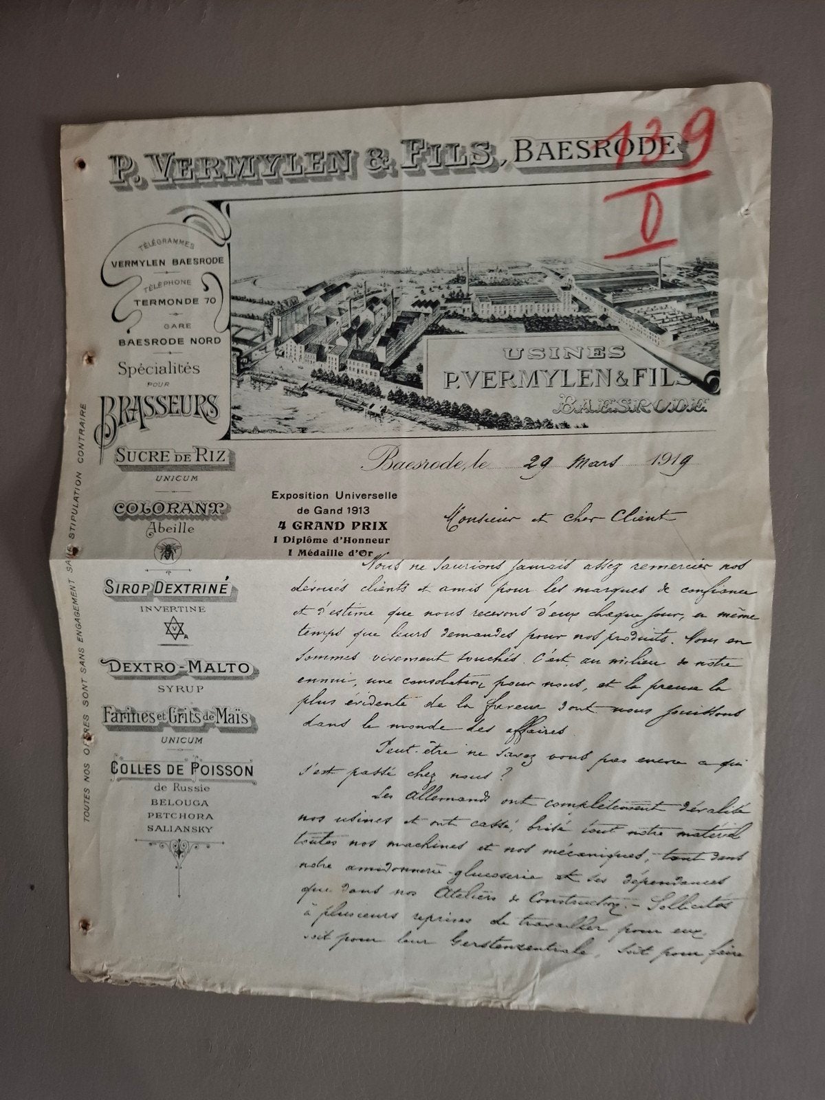 BAASRODE VERMYLEN BAESRODE-BAASRODE-1919, Verzamelen, Ophalen of Verzenden