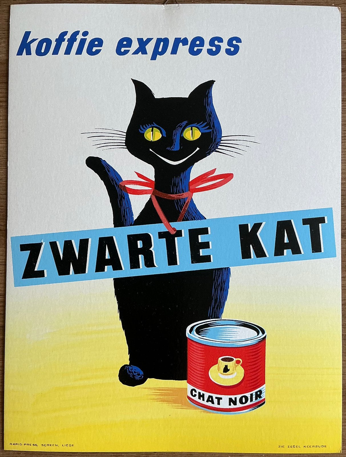 Panneau publicitaire CHAT NOIR/COFFEE EXPRESS, Enlèvement ou Envoi, Comme neuf, Panneau publicitaire