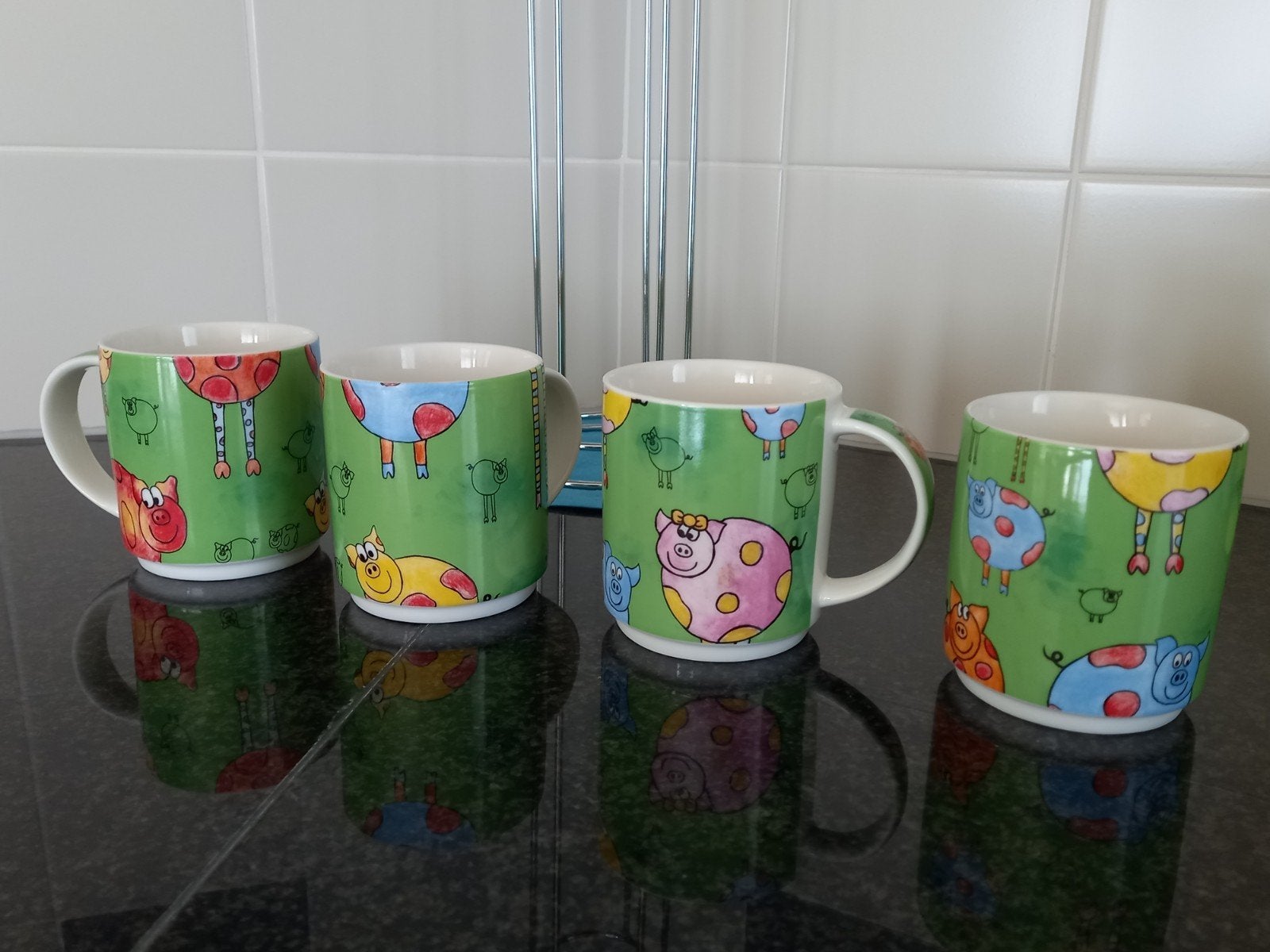 Set 4 koffiemokken, Ophalen, Overige merken, Mok, Zo goed als nieuw