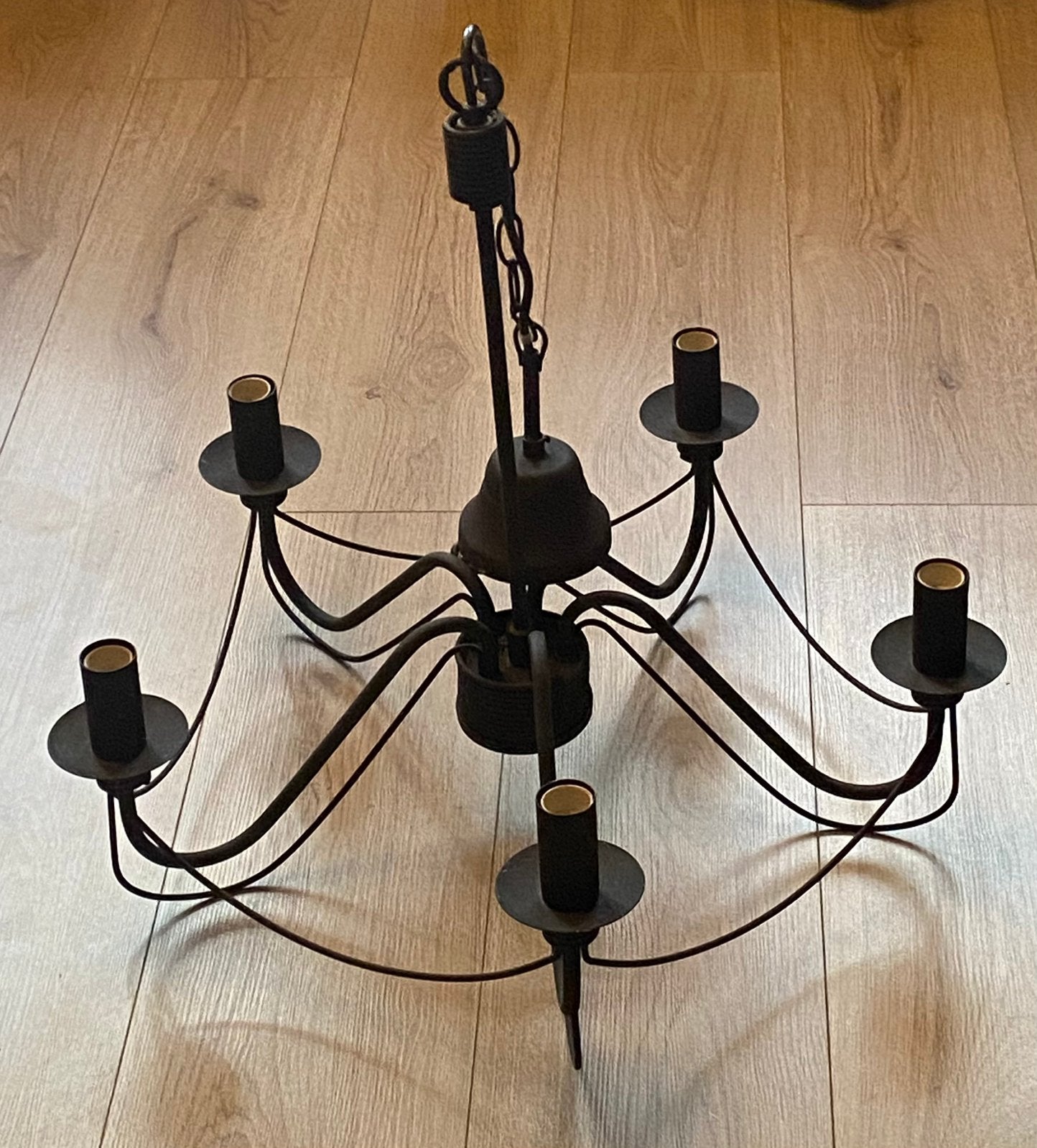 Lustre a 5 branches couleur noir prix:10€, Enlèvement ou Envoi, Comme neuf, Noir, Métal