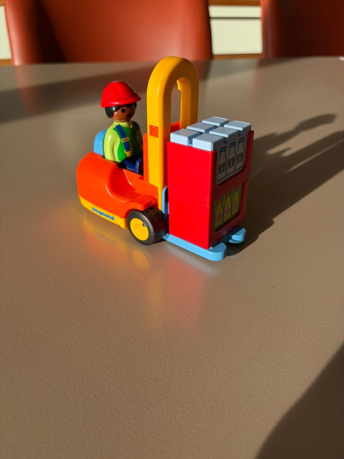 Playmobil 123 vorkheftruck met lading en poppetje als nieuw, Ophalen of Verzenden, Zo goed als nieuw, Auto, Met wieltjes