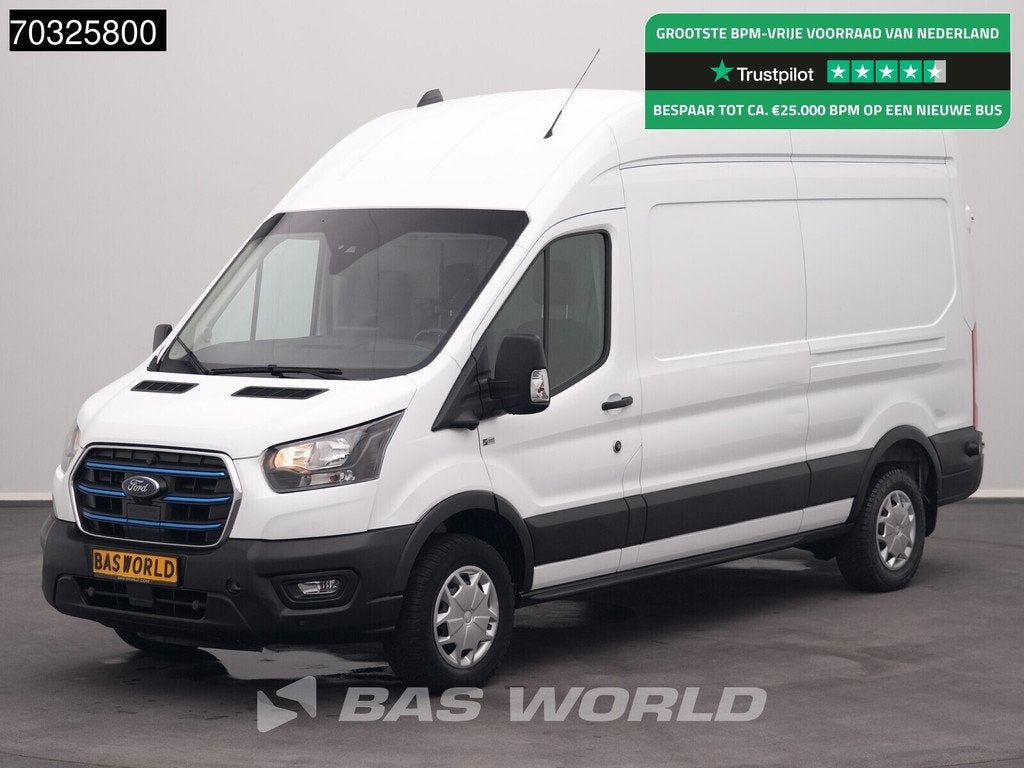 Ford e-Transit 184pk Elektrisch 68kWh 317km WLTP L3H3 Hoog D, Auto's, Automaat, Stof, Gebruikt, Wit