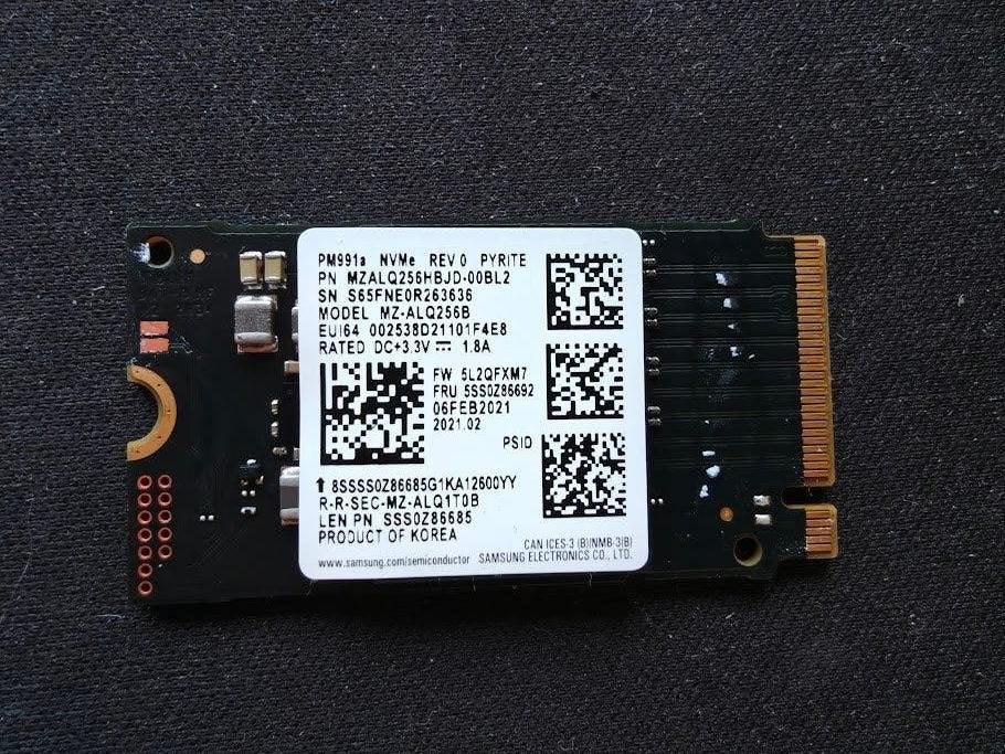 Samsung PM991a 256Go M.2 NVMe SSD – santé 100%, Informatique & Logiciels, 256GB, SSD, Interne, Comme neuf