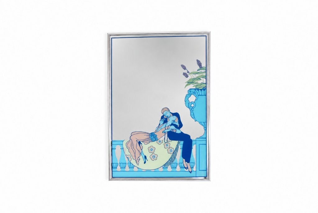 Vintage decoratieve wandspiegel in art-decostijl, Ophalen, Gebruikt