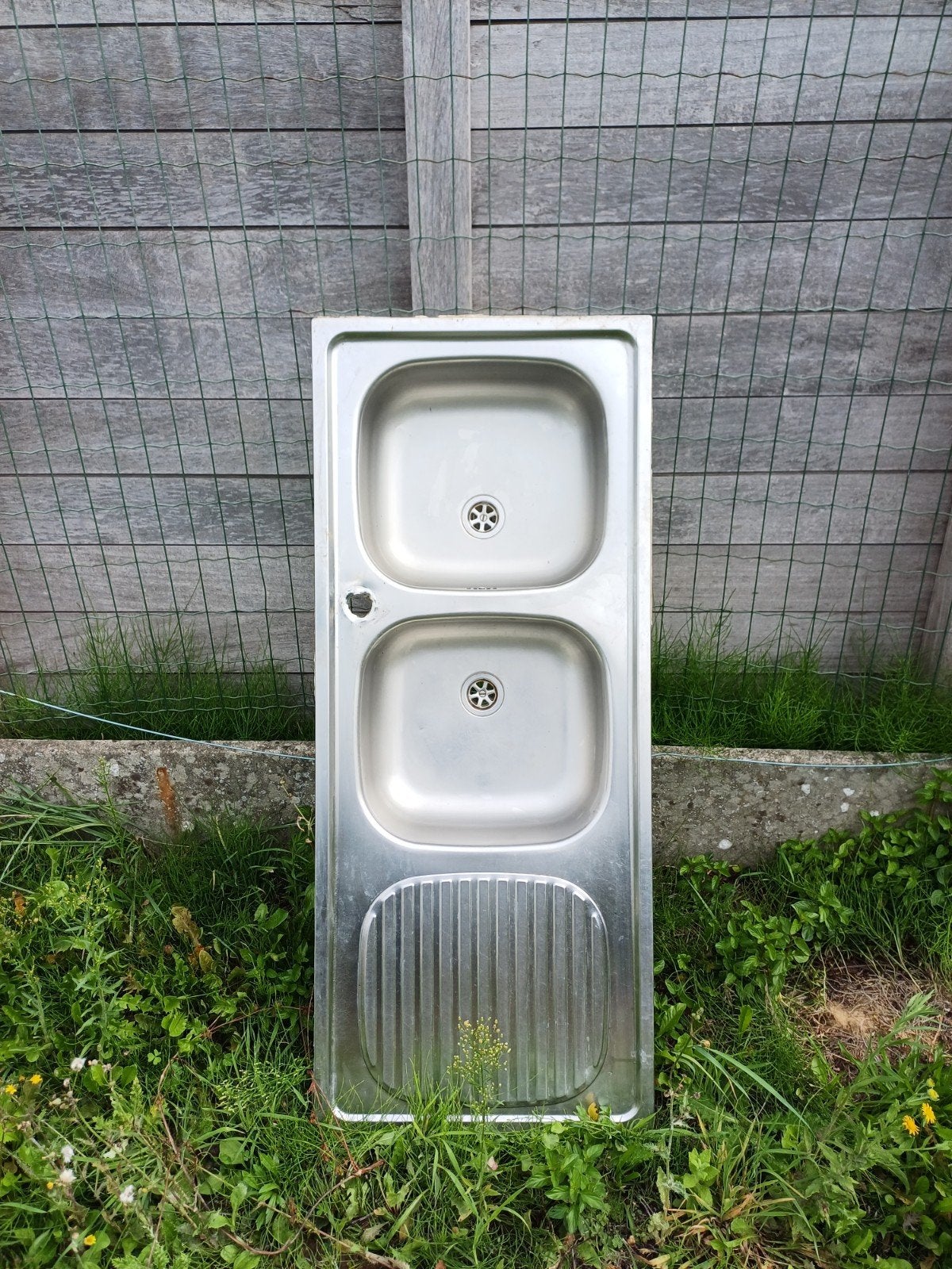 Inox dubbele gootsteen 120 x 50cm, Ophalen, Gebruikt, 50 tot 100 cm, 100 tot 150 cm