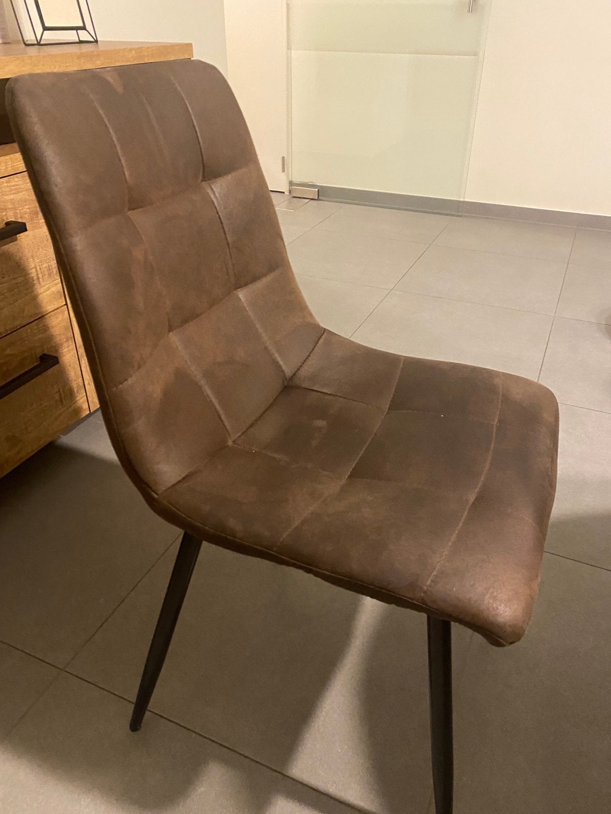 Eetkamerstoelen, Maison & Meubles, Chaises, Enlèvement, Utilisé, Brun, Tissus