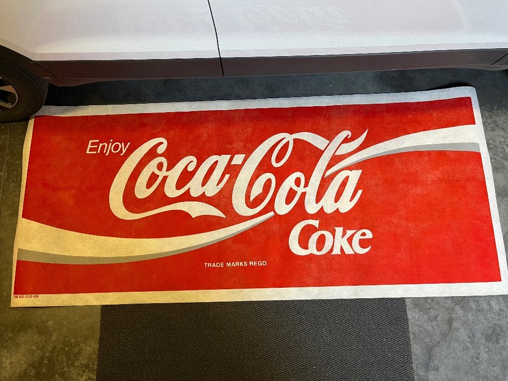 Vintage jaren ‘80 COCA COLA spandoek reclamebord, Ophalen, Reclamebord