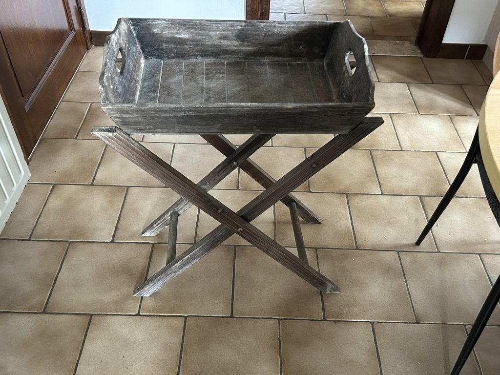 Houten dienblad met staander, Ophalen, Zo goed als nieuw, Rechthoekig, Hout