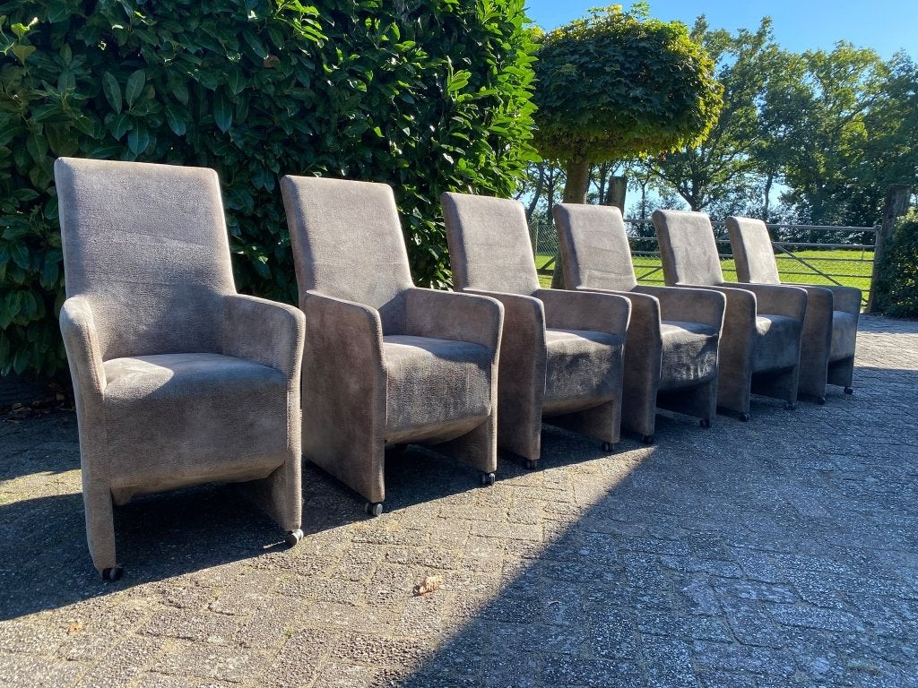 6 stoelen in beige microleder / eetstoelen / stoelen, Ophalen of Verzenden, Gebruikt, Beige, Overige typen