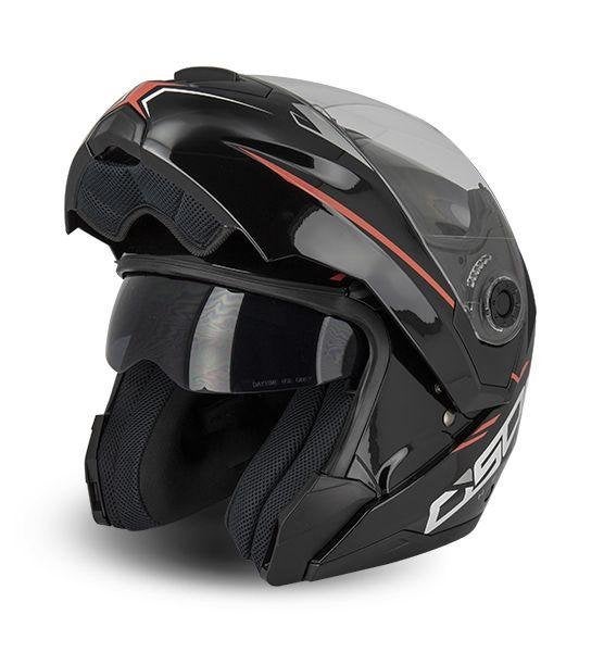 Casque moto modulable noir+rouge S520 Neuf, Motos, Vêtements | Casques de moto, Autres marques, Femmes, Enlèvement ou Envoi, Autres types