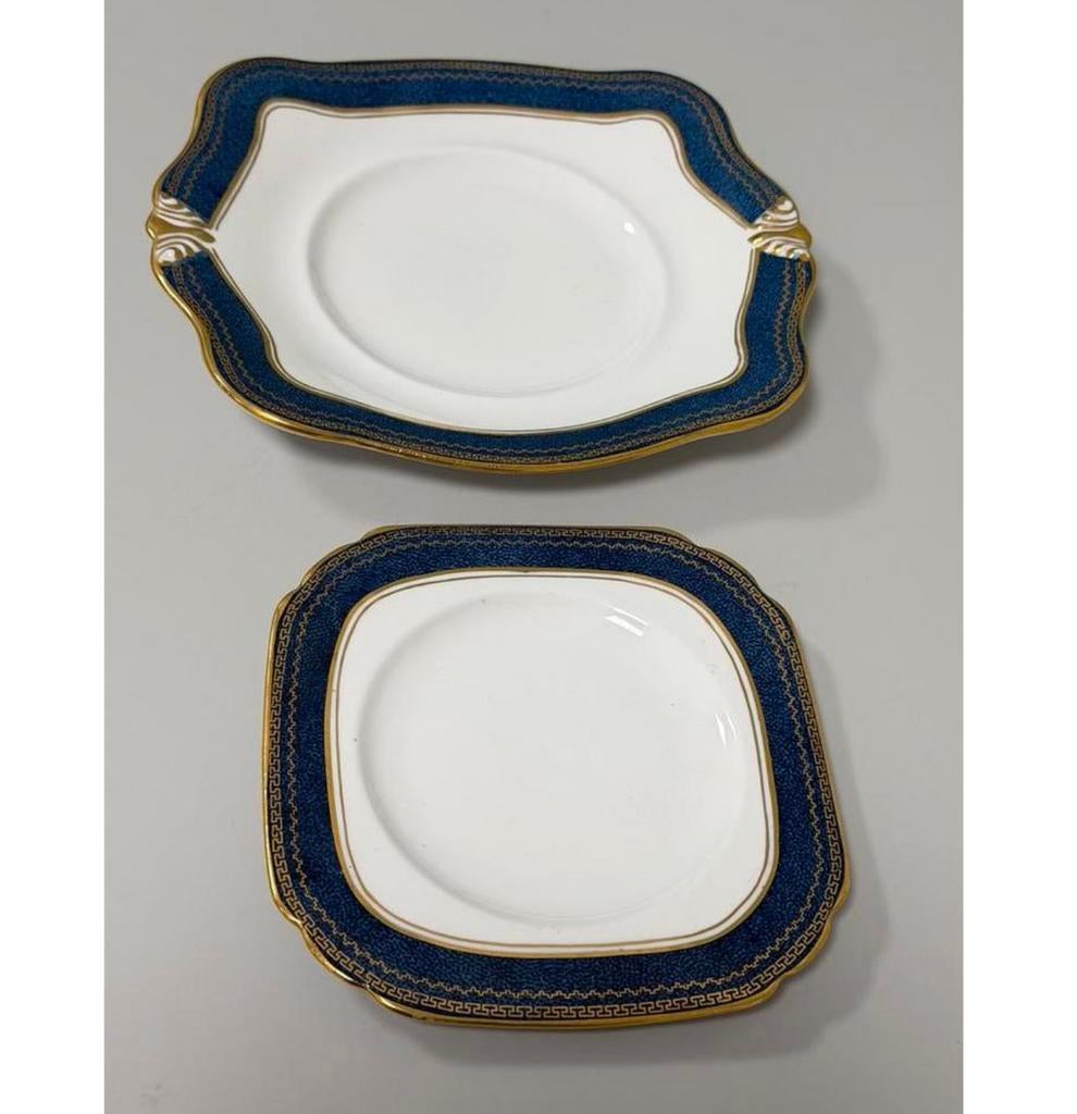 Vintage porseleinen schaal bord 2x Tuscan England blauw/goud, Antiek en Kunst, Antiek | Servies los, Ophalen of Verzenden