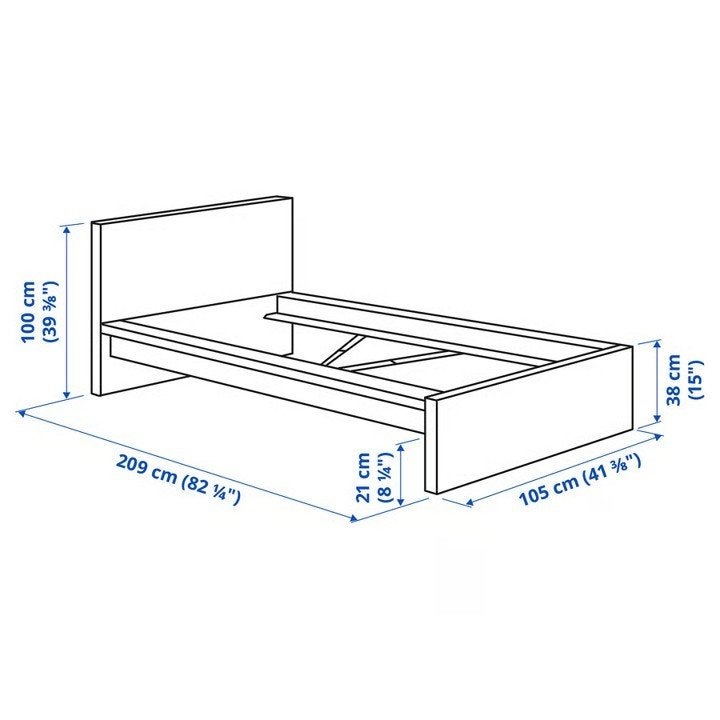 Ikea Malm eenpersoonsbed frame + lattenbodem in zwart, Ophalen, 90 cm, Eenpersoons, Zwart