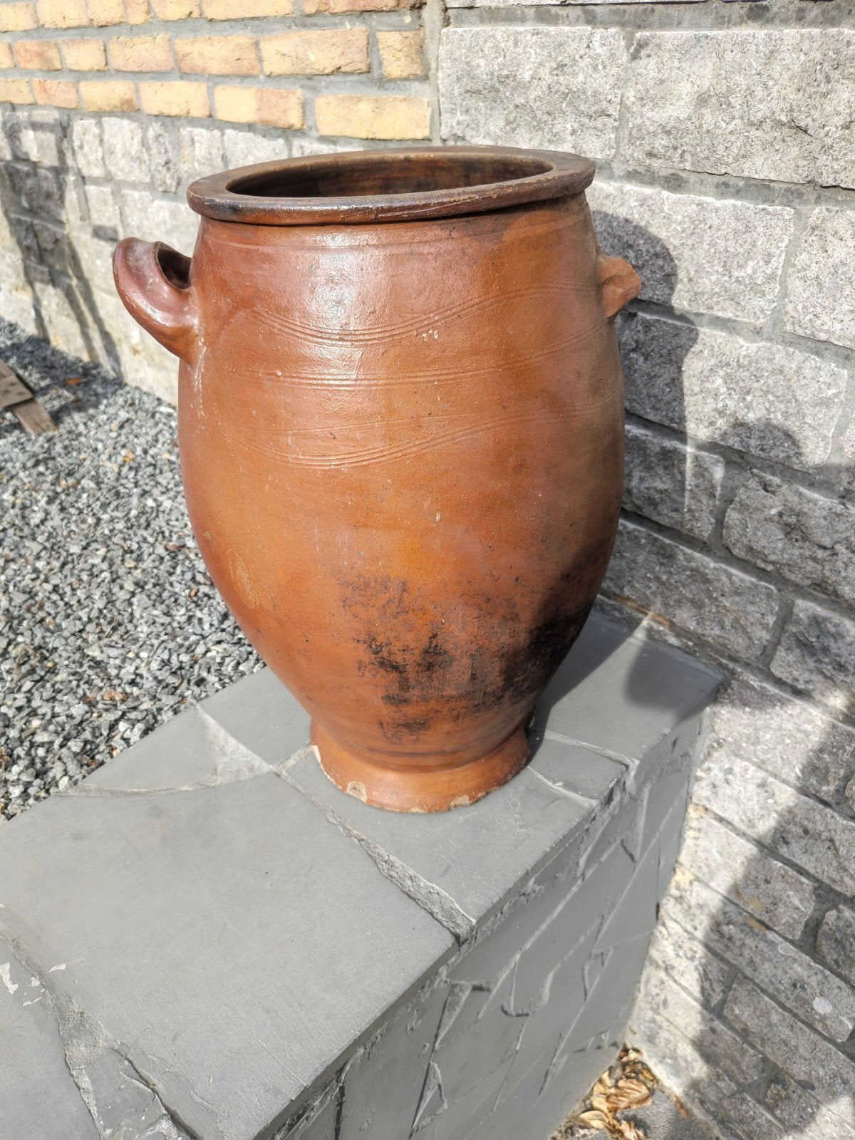 grote oude keramische stenen kruik / pot, Ophalen