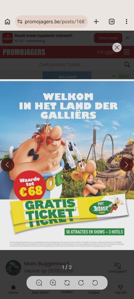 1+1 Parc Asterix, Tickets en Kaartjes, Twee personen, Kortingskaart