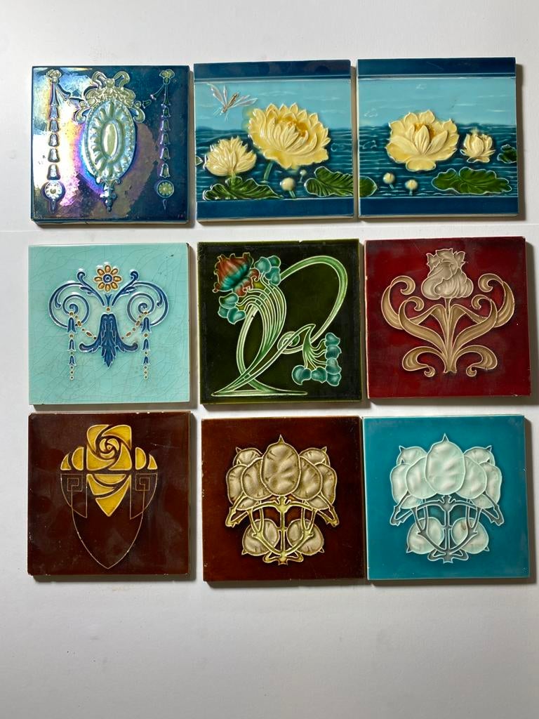 tegels art nouveau Boch&Hemixem, Antiek en Kunst, Ophalen