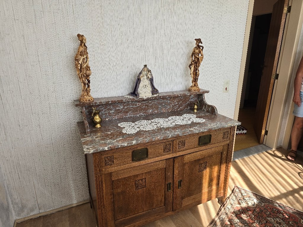Antieke Franse ladekast, commode, dressoir met marmer blad, Enlèvement