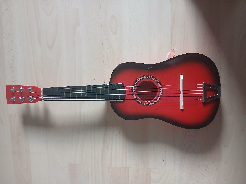 Gitaar rood zwart, Ophalen, Zo goed als nieuw, Western- of Steelstringgitaar, Met (piezo-)element