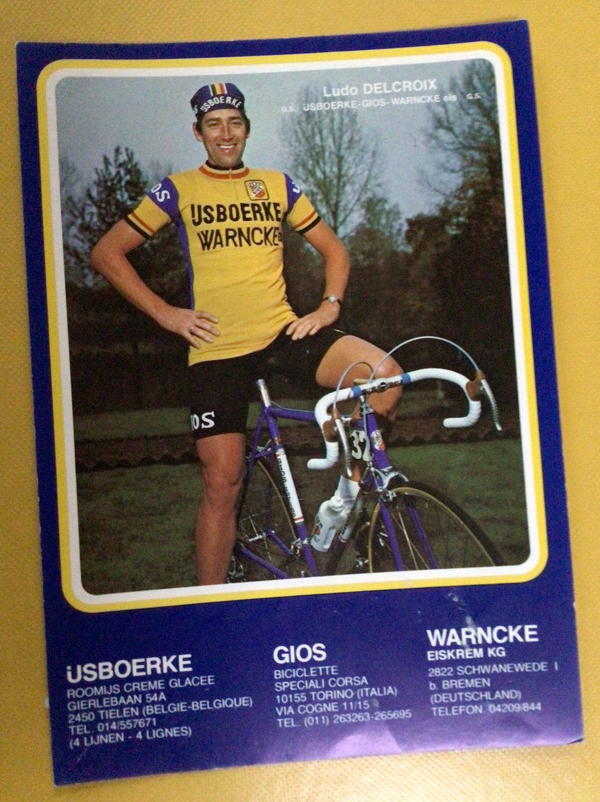 Wielerkaart team gios ijsboerke ludo delcroix, Ophalen of Verzenden