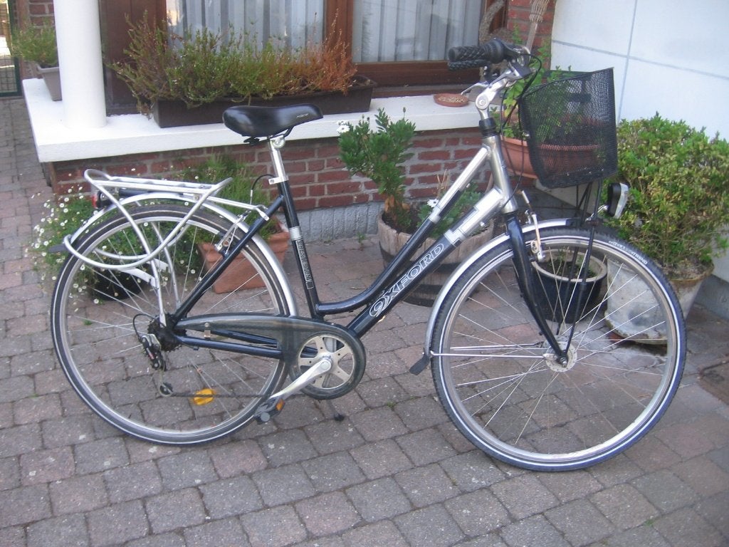 28 inch oxford damesfiets met 6 versnellingen + mandje, Gebruikt, Velgrem, Versnellingen, 50 tot 53 cm
