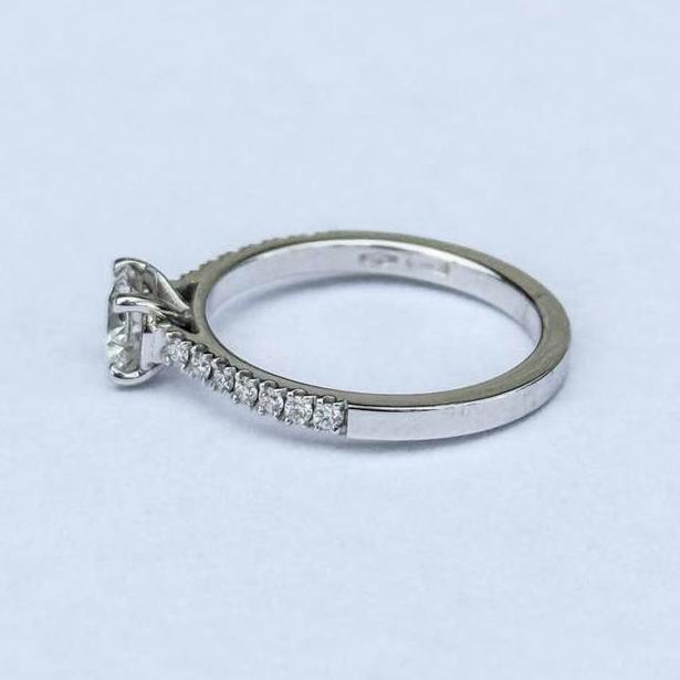 Bague fiançailles Or blanc 18k Diamant nat .50ct Cert GIA, Neuf, Or, Enlèvement, Argent