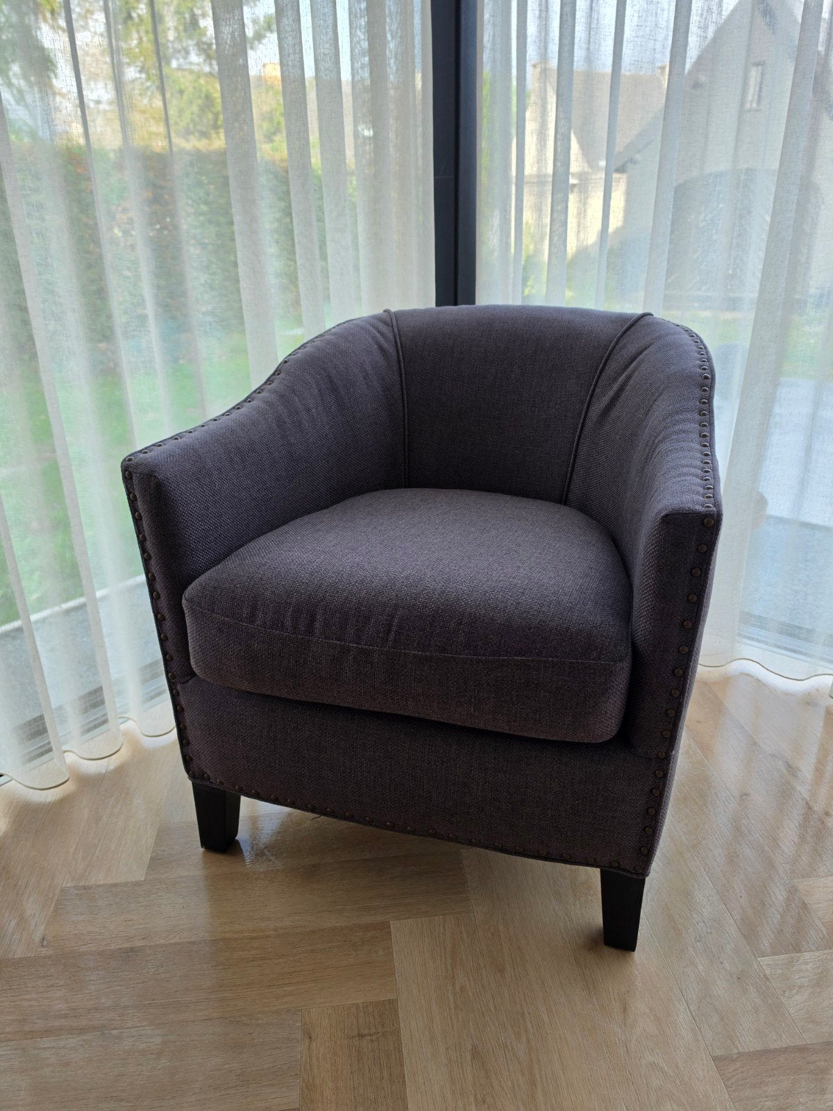 Mooie grijze fauteuil / lounge zetel, comfortabel & stijlvol, Huis en Inrichting, Ophalen, Zo goed als nieuw, Stof