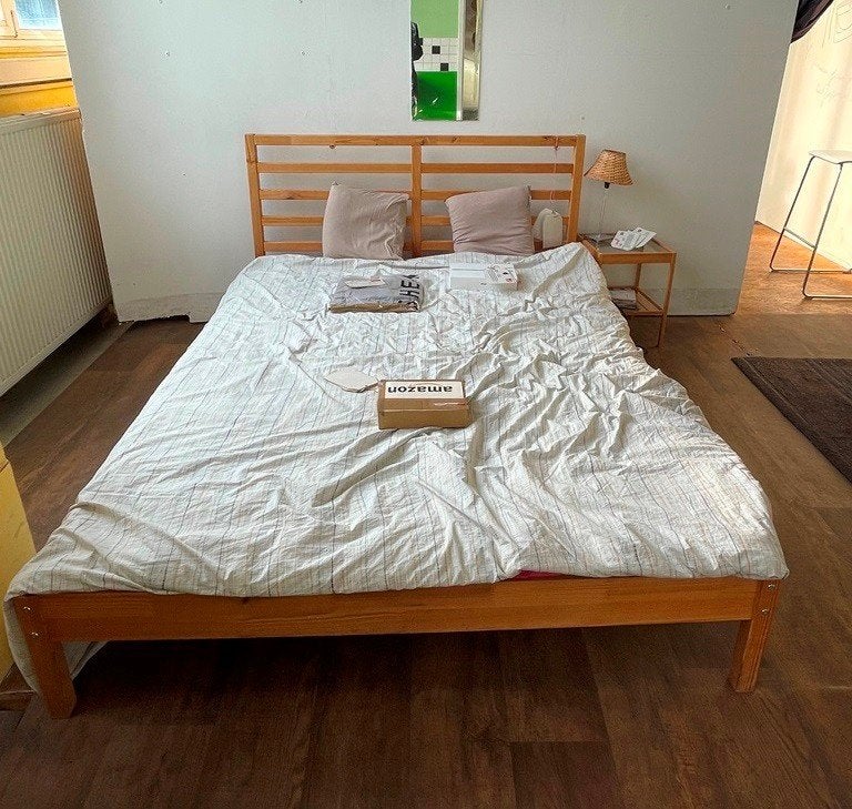 2p.Ikea Tarva bed 140 @ OXFAM Solidariteit, Huis en Inrichting, Ophalen, Gebruikt, Tweepersoons, 140 cm