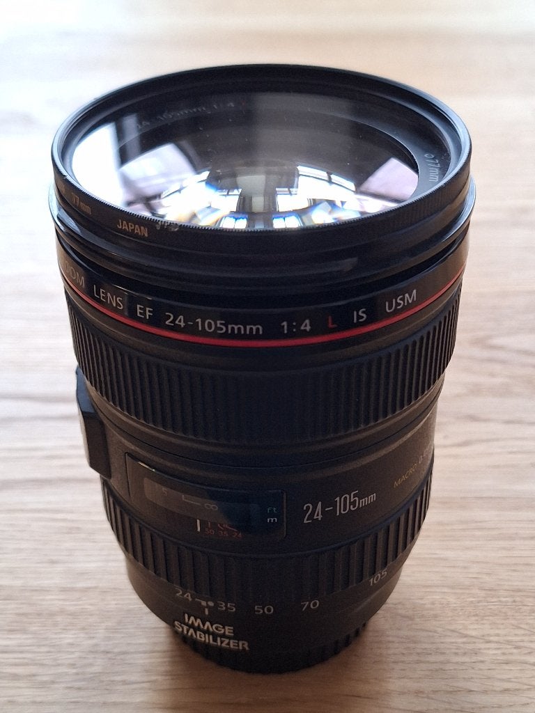 Objectif zoom Canon EF 24-105mm f/4 L IS USM, TV, Hi-fi & Vidéo, Utilisé, Autres types, Filtre inclus, Canon EF