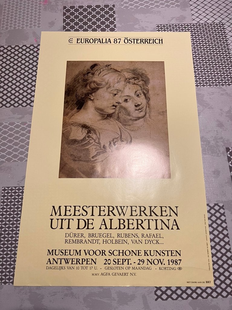 Vintage Poster Europalia 87 Osterreich: Meesterwerken uit de, Rechthoekig Staand, Deurposter of groter, Ophalen of Verzenden, Zo goed als nieuw