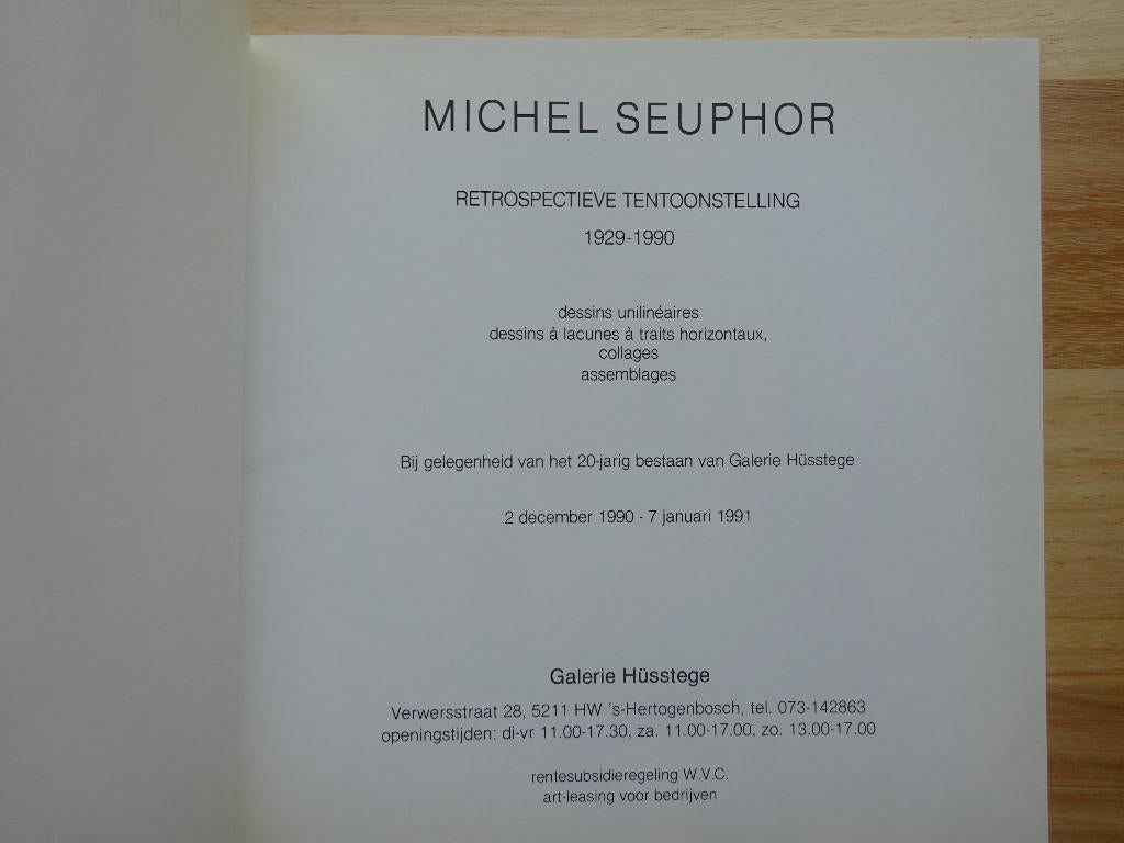 Michel Seuphor, 1990 Galerie Hüsstege Den Bosch, Boeken, Ophalen of Verzenden, Zo goed als nieuw, Schilder- en Tekenkunst