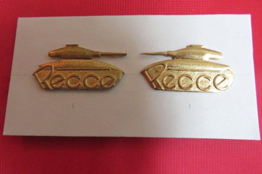 Schouderstukken insigne: RECCE goud, Verzamelen, Ophalen of Verzenden, Landmacht, Embleem of Badge