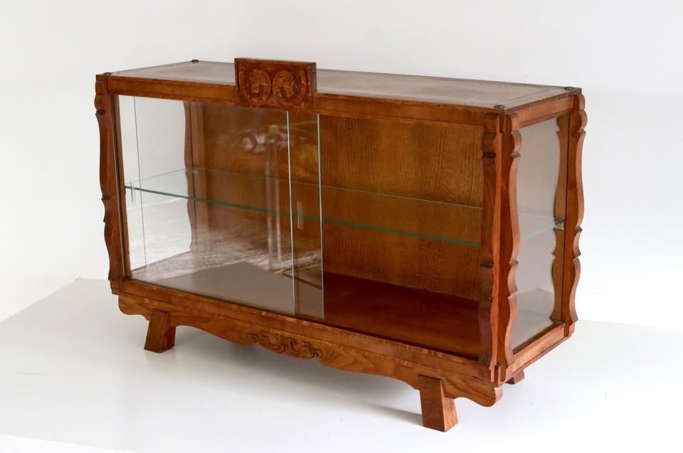 Vintage vitrine kastje - Antiek glazen kast, Huis en Inrichting, Kasten | Vitrinekasten, Ophalen of Verzenden, Zo goed als nieuw