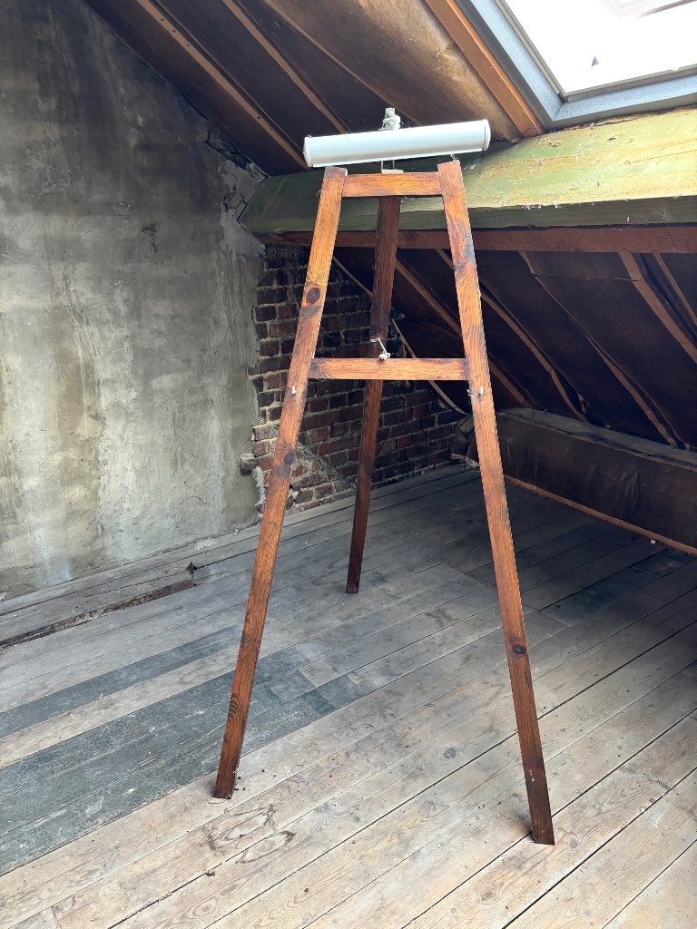 Antieke schildersezel met vintage verlichting, Antiek en Kunst, Ophalen