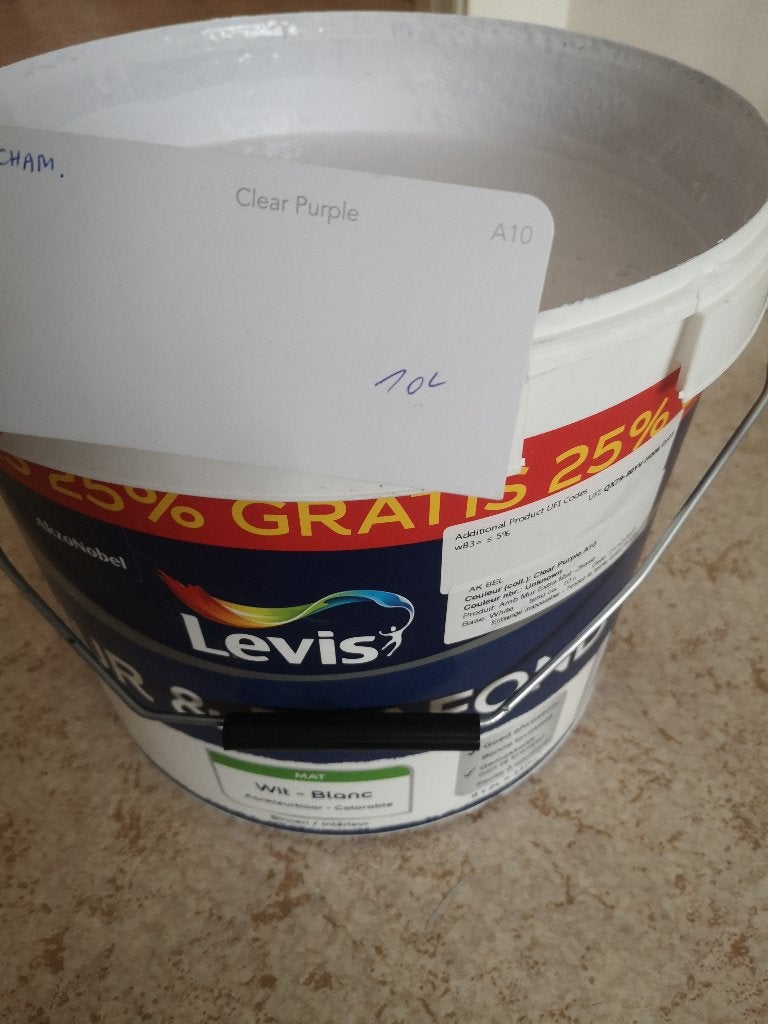 Peinture Levis Mat Clear Purple A10 10L, Bricolage & Construction, 5 à 10 litres, Enlèvement, Comme neuf, Peinture
