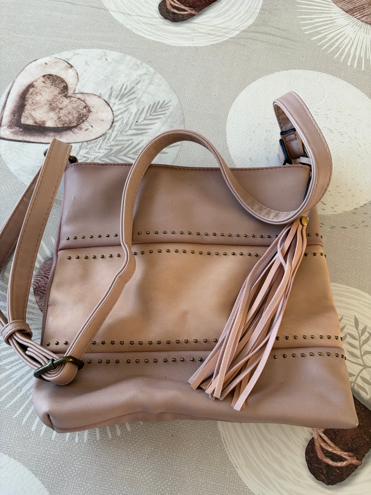 Oudroze Nude Eternal schoudertas (boho/vintage stijl), Ophalen of Verzenden, Zo goed als nieuw, Beige, Schoudertasje