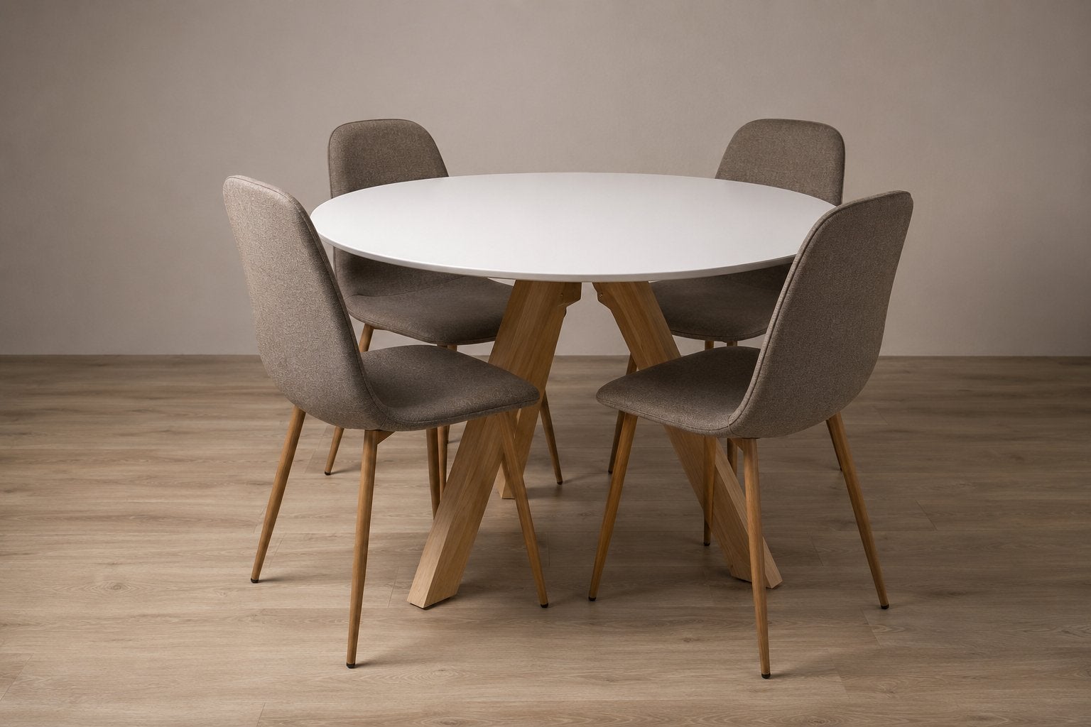 Ronde eettafel 120 cm + 4 stoelen – Zeer nette staat, Ophalen, Zo goed als nieuw