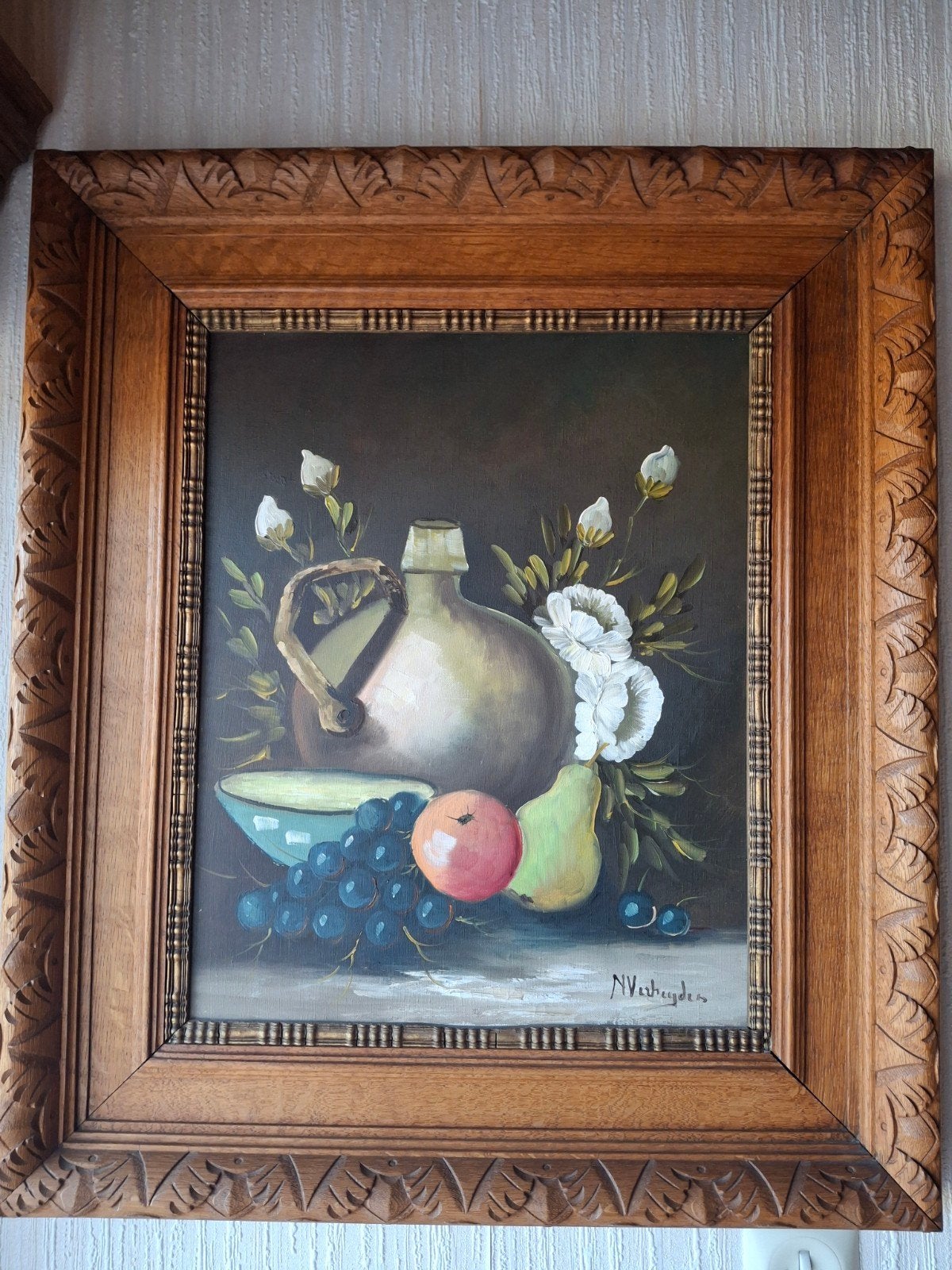 schilderij, Enlèvement, Classique, Signé, Fleurs