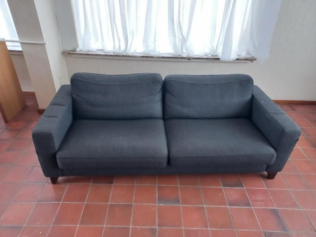 Grijze stoffen zetel, Huis en Inrichting, Ophalen, Driepersoons, Rechte bank