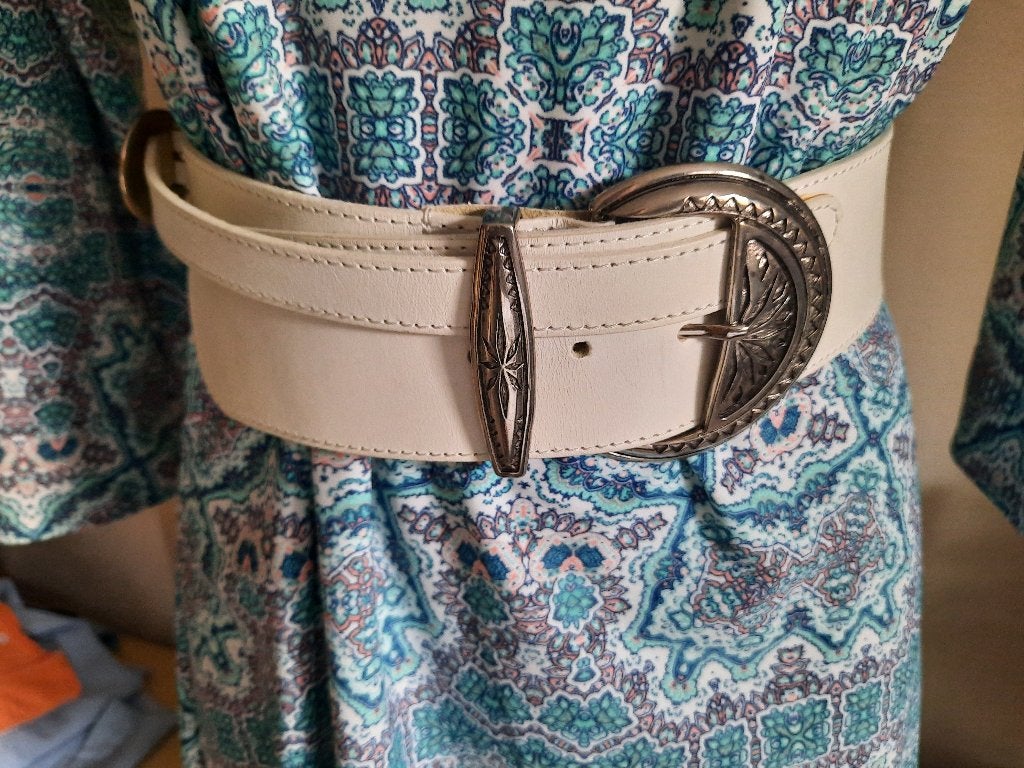 Echte lederen riem wit, Kleding | Dames, 5 cm of meer, 90 tot 100 cm, Tailleriem, Ophalen of Verzenden