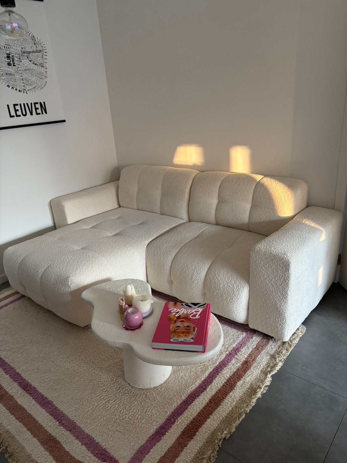 Zetel - Bouclé teddy stof in crème, Ophalen, Zo goed als nieuw, Stof
