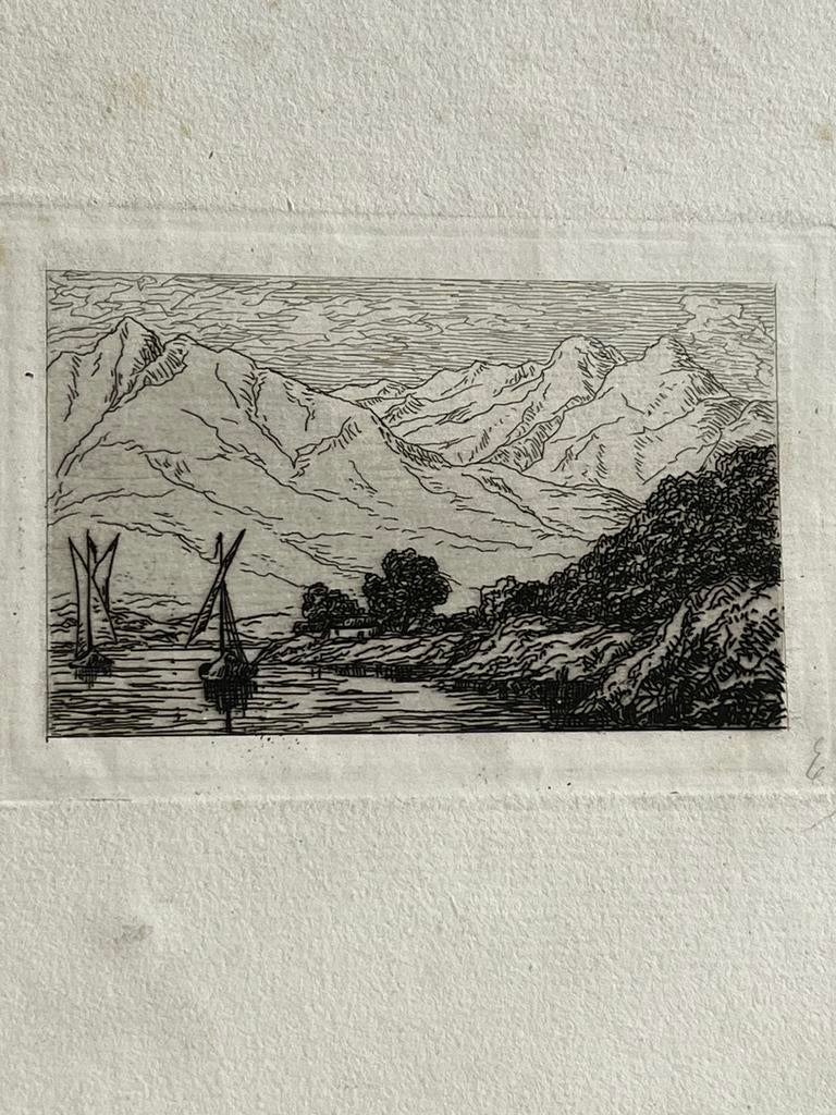 Antieke ets Suisse le Lac Leman Vevey E. Rolin-Jacquemijns, Antiek en Kunst, Ophalen of Verzenden, Ets, Gesigneerd